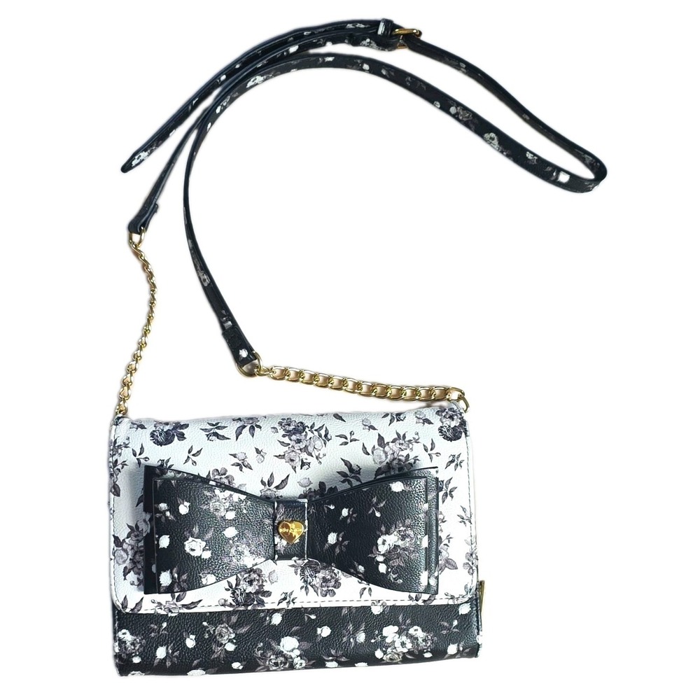 Betsey Johnson Xodani Floral Crossbody Wallet Bag - Black & White